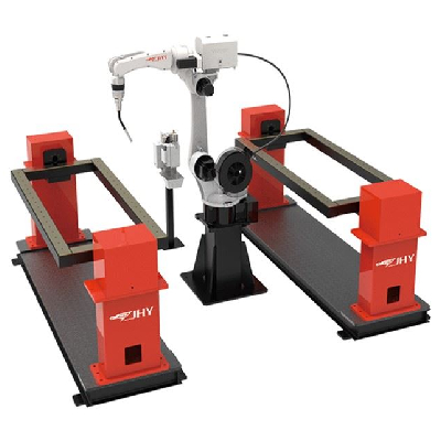 JHY 6 Axis 1500mm Robot Arm Welding Workstation With Industrial Mig Welding Robot
